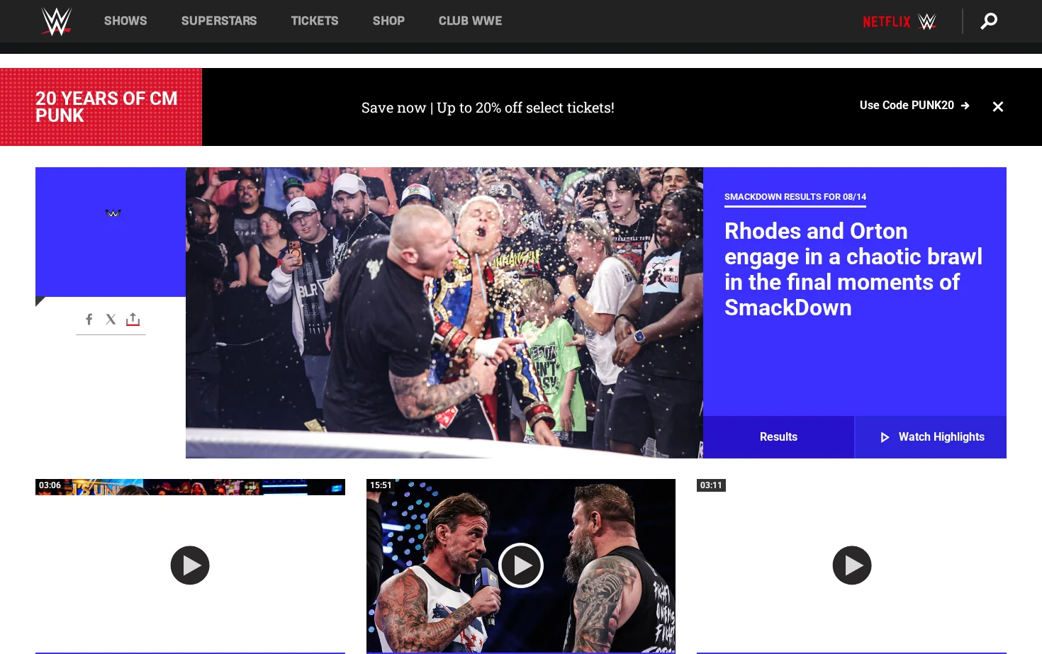 WWE 页面快照